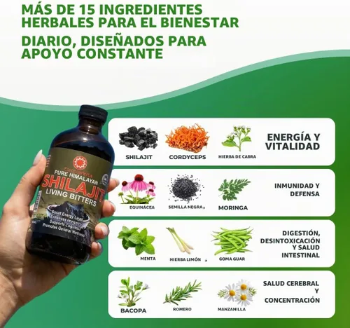 Vista 2 de Essence Herbs Shilajit - Líquidos amargos hechos con shilajit, moringa, semillas negras y más (paquete de 1)