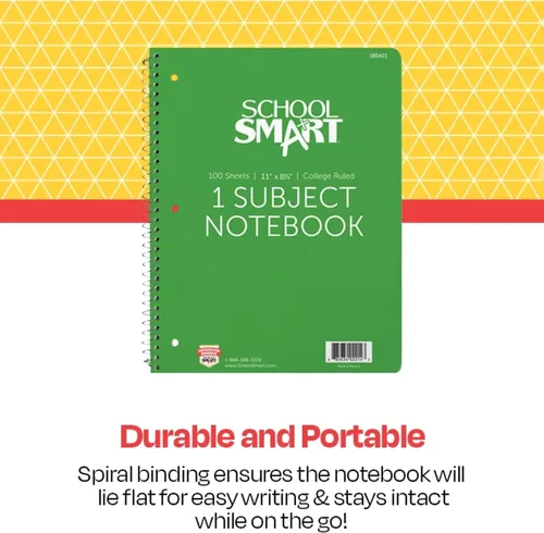 Vista 5 de School Smart Cuaderno de espiral no perforado de 1 materia, 100 hojas, 11 x 8-1/2 pulgadas
