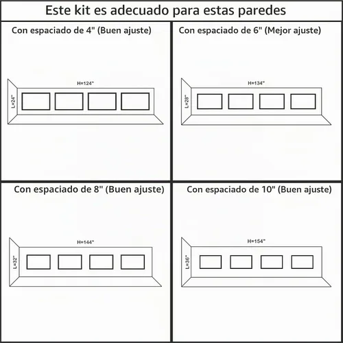 Vista 3 de Birdeco Kit de Molduras de Pared Prefabricado, Paneles de Zócalo Listos para Ensamblar, Instalado con Pegamento, Moldura Precortada para Pared