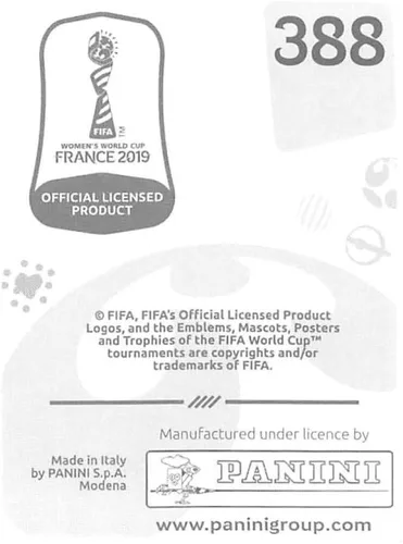 Vista 2 de Calcomanías coleccionables de la Copa Mundial Femenina de la FIFA Francia 2019 (solo adhesivo individual) Fútbol #388 Sari van Veenendaal Países