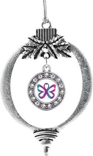 Vista 63 de Inspired Silver - Adorno con dije de cara de carlino - Adornos navideños de círculo de plata con joyas de circonita cúbica