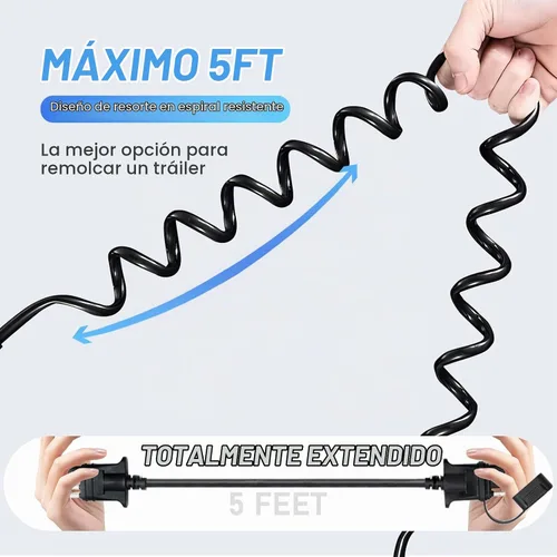 Vista 3 de MECMO Cable de extensión de cable plano de 4 pines para remolque de 5 pies, conector de 4 vías para el lado del vehículo y el lado del remolque