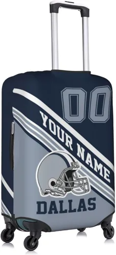 Vista 3 de Funda de equipaje personalizada, funda de maleta personalizada, diseña tu nombre y número, protector de equipaje elástico lavable, Dallas