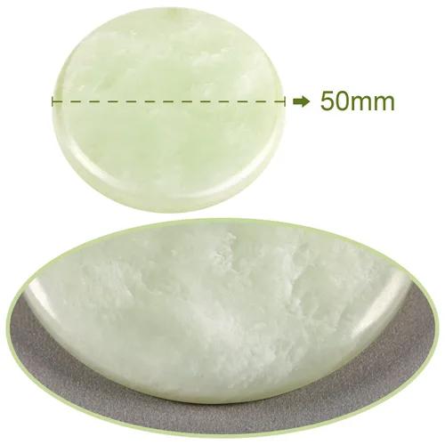 Vista 2 de Bememo 2 piezas de piedra de jade para extensión de pestañas de pegamento de pestañas redondas de jade verde para azulejos de pestañas adhesivas