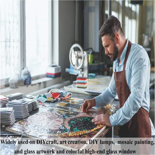 Vista 7 de 1100 Piezas de Azulejos de Mosaico, Azulejos de Mosaico de Vidrio para Manualidades al Por Mayor, Piezas de Vidrio de Mosaico Teñido, Suministros