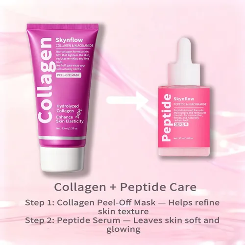 Vista 6 de Mascarilla facial de colágeno y péptidos y suero PDRN, mascarilla de envoltura nocturna con colágeno hidrolizado y niacinamida para mayor