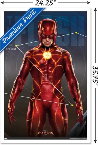 Vista 3 de Trends International DC Comics Movie The Flash - Póster tríptico de pared, 34 pulgadas de largo x 22.4 pulgadas, versión enmarcada en blanco
