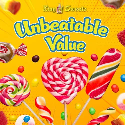 Vista 6 de Fizzy Power Candy - Caramelo de azúcar envuelto individualmente de 4 libras en una bolsa de King Of Sweets a granel