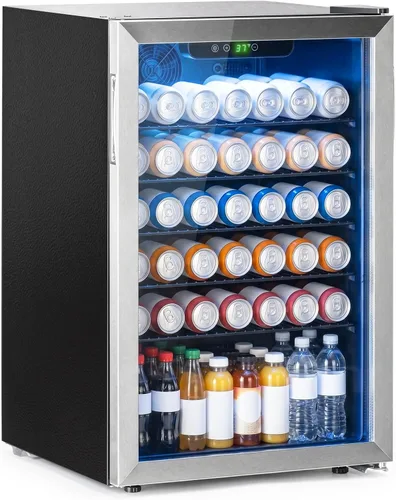Vista 10 de Mini Refrigerador de 24 Latas - Refrigerador de Bebidas de 0.9 Pies Cúbicos con Puerta Reversible para Refrescos, Vino, Cerveza, Control