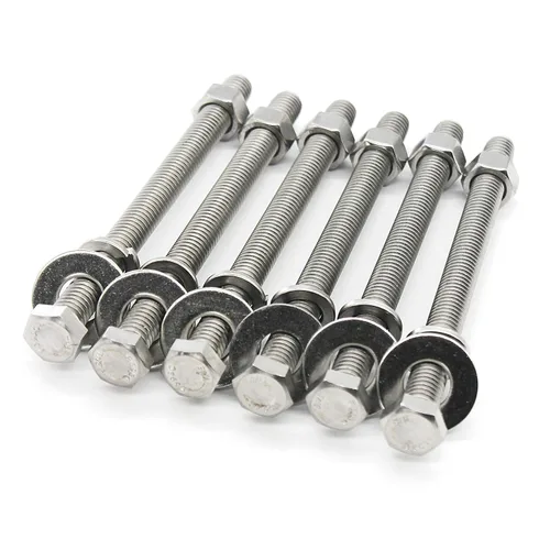 Vista 7 de Tornillos de cabeza hexagonal de acero inoxidable 3/8-16x4, tuercas, arandelas planas y de bloqueo, 18-8 (304) S/S, totalmente roscados por perno