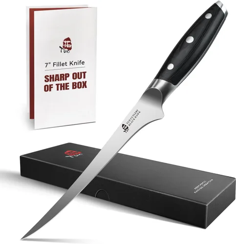 Vista 11 de TUO Black Hawk - Cuchillo de filete de 6 pulgadas para recortar grasa de carne, desollado de ciervos, mango de espiga completa, acero alemán de alto