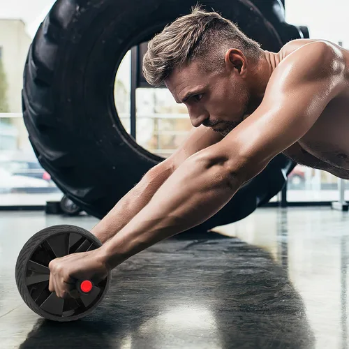 Vista 9 de Rueda de rodillo abdominal, equipo de entrenamiento portátil para gimnasio en casa para hombres y mujeres, entrenamiento de fuerza abdominal