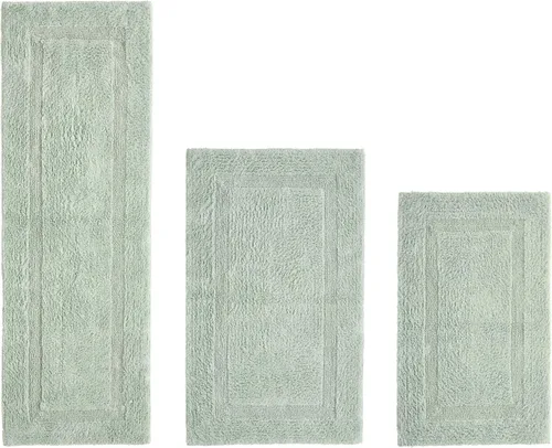 Vista 453 de Better Trends - Juego de 2 alfombras de baño 100% algodón, extra suaves, con borlas, de 17" x 24", alfombra de baño superabsorbente y reversible