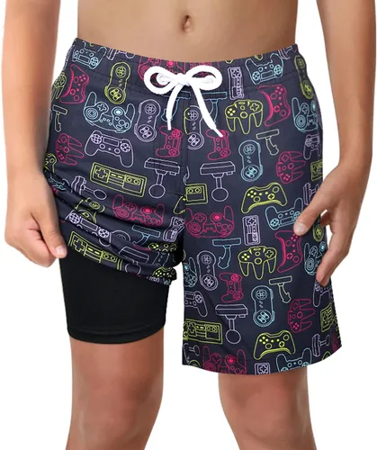 Vista 10 de Trajes de Baño para Niños con Forro de Compresión Cómodos Shorts de Natación Anti-Rozaduras Elásticos UPF Secado Rápido Talla 3T-20 Estrellas Águila