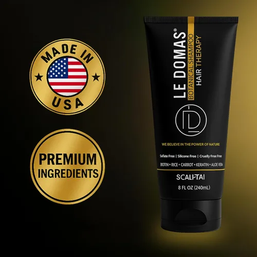 Vista 8 de Le Modas Champú botánico para el crecimiento del cabello, champú natural sin sulfato con aloe vera y arroz, anticaspa y apoyo contra la pérdida