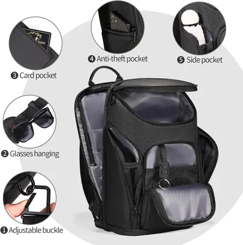 Vista 2 de FENRUIEN Bolsa bandolera negra, bolsa cruzada grande para tableta de 11 pulgadas con USB, mochila bandolera de hombro para hombre, mochila casual