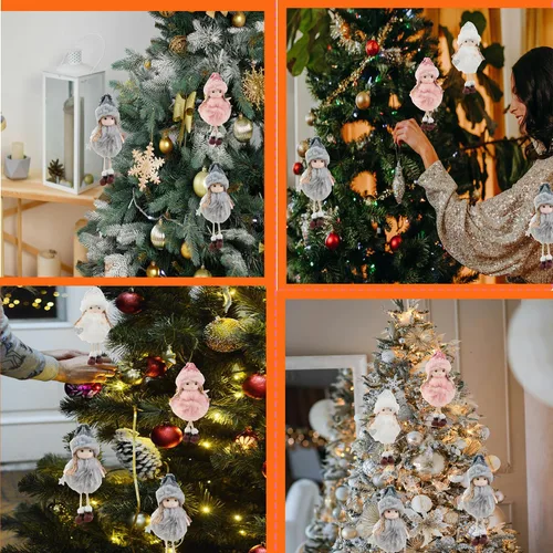 Vista 5 de FZBNSRKO 3 piezas de ángel colgante de ángel adornos colgantes de árbol de Navidad, adornos de felpa de Navidad para fiestas de vacaciones, regalos