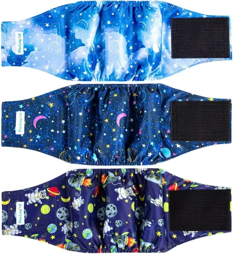 Vista 19 de Paw Legend - Pañales lavables para perro macho (3 unidades), XS, Ejército, Gris, Marina