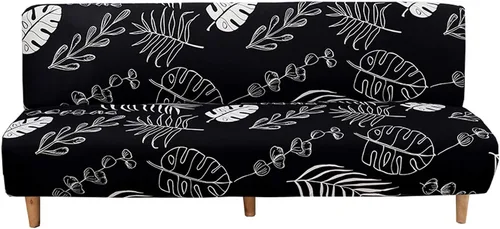 Vista 23 de WOMACO Funda Elástica para Futón Fundas para Sofá Cama Tamaño Full Twin Queen Negro Sin Brazos Protector de Sofá Loveseat con Fondo Elástico