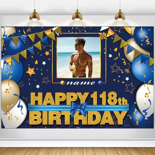 Vista 60 de Pancarta Personalizada de Decoraciones de Feliz Cumpleaños 101 - Telón de Fondo de 101 Años para Mujeres Hombres Niños Niñas Suministros de Fiesta