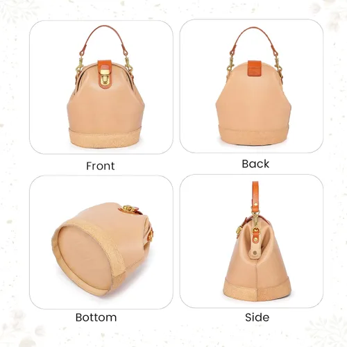 Vista 5 de OLD TREND Bolso bandolera Doctor Bucket Bolso lujoso y versátil para mujer Cuero de vaca genuino