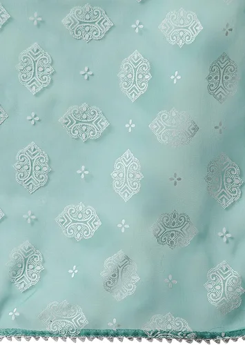 Vista 8 de Janasya Kurta de algodón azul para mujer con pantalón y estampado Dupatta