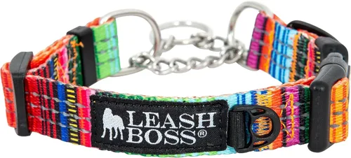 Vista 11 de Leash Boss Collar Martingale para perros – Cadena de acero Collar de nailon reflectante para perros grandes, medianos y pequeños Collar