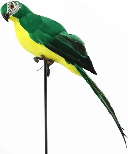Vista 17 de LWINGFLYER Loro Artificial Verde de Tamaño Real con Plumas de Espuma, Pájaros Guacamayo para Decoración de Disfraces, Ornamento de Hombro