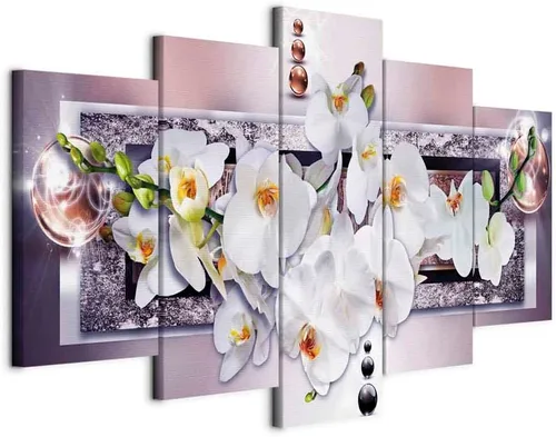 Vista 12 de Lienzo decorativo con impresión artística de diseño de orquídea de Artgeist Orquídea #01
