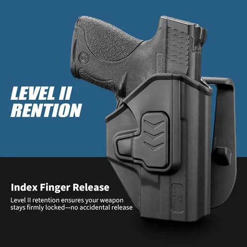 Vista 3 de Funda para Smith & Wesson M&P Shield 9 mm/.40 (M2.0)/9 mm Shield Plus, funda de pistola de 3.1" de pala, 360 grados ajustable, liberación
