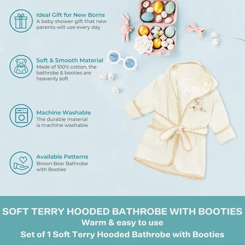 Vista 4 de Spasilk 100 Cotton Hooded Terry Bathrobe with Booties Baby Girl Gifts Baby Boy Gifts Shower Gift