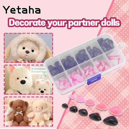 Vista 7 de Yetaha 150 piezas de nariz de plástico, 5 tamaños de nariz triangular artesanal para animales de peluche, muñecas, osos, perros, marionetas