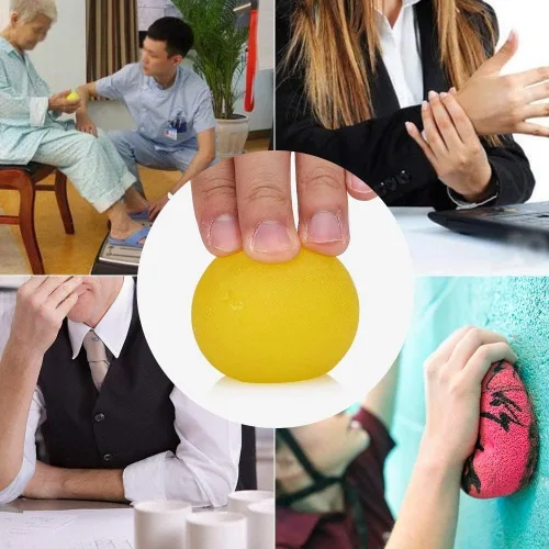 Vista 5 de Paquete de 3 bolas para aliviar el estrés. Pelotas de ejercicio de mano. Pelotas de terapia de mano. Bolas de agarre de mano, kits de bolas