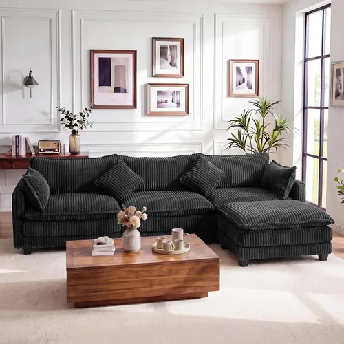 Vista 23 de Vesgantti Sofá de nube de 74 pulgadas para sala de estar, sofá modular de 2 plazas, sofá modular de pana de doble cojín, sofás pequeños de pana