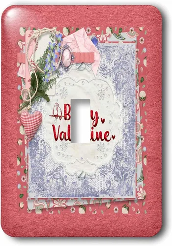 Vista 2 de 3dRose Image of Lovely Cameo, Heart, Love Birds, Lace, Flora, Happy Valentine 2 plug outlet cover