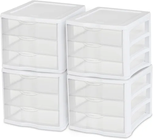 Vista 10 de Sterilite Organizador de 3 cajones, almacenamiento transparente