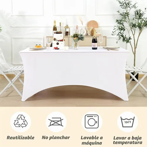 Vista 5 de Fixwal Paquete de 10 Cubiertas de Mesa de Spandex de 6 Pies para Mesas de 6 Pies, Mantel Rectangular Elástico Ajustado, Cubierta de Mesa de Patio