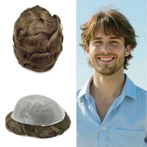 Vista 33 de Hombres Toupee Hair Thin Skin 0.06 Men's Toupee Hair Piece Remy Human Hair System Mens Hairpieces Invisable Hairline Protesis Capilar Para Hombre