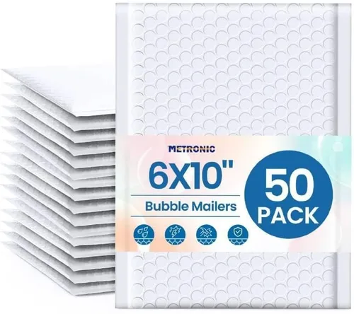 Vista 12 de Metronic Sobres de burbujas negros de 4 x 8 pulgadas, paquete de 50 bolsas