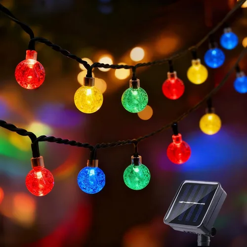 Vista 9 de Tira de luces de 20 LED, decoraciones de globo de cristal, luces solares extra brillantes para exteriores con 8 modos de iluminación, impermeables