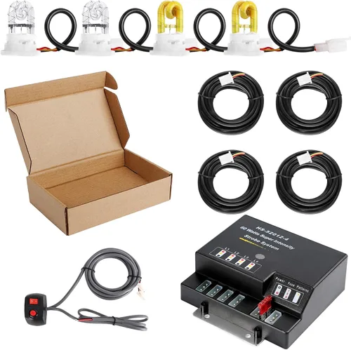 Vista 7 de Kit de luces estroboscópicas de emergencia escondidas, 4 bombillas HID, 13 patrones intermitentes, cable de 16 pies con controlador de faros