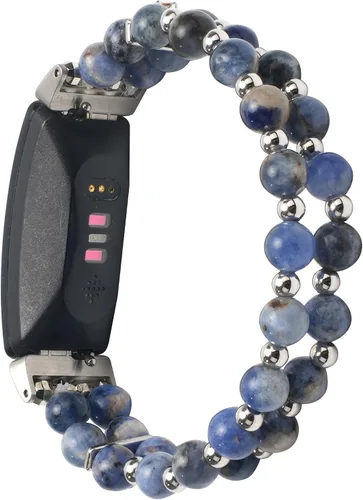 Vista 2 de Compatible con Fitbit Inspire HR/Inspire 2 & Inspire Bandas elásticas hechas a mano para mujer, pulsera de perlas de moda para Inspire Hr/Inspire 2