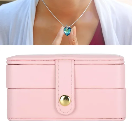 Vista 7 de Germer Caja de almacenamiento para collares, joyero ligero para aretes para anillo (rosa)