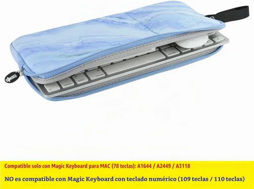 Vista 3 de Funda de neopreno para teclado de transporte, bolsa de protección compatible con teclado mágico 1 y 2, teclado inalámbrico, mouse mágico, trackpad