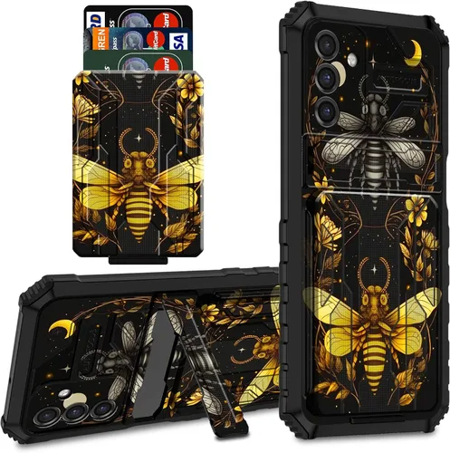 Vista 8 de Funda para teléfono Samsung Galaxy A03S Galaxy A03S Funda tipo cartera con tarjetero y soporte de doble capa de PC duro TPU suave cubierta