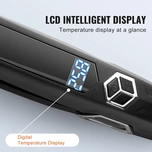 Vista 4 de Happybuy Plancha de pelo de titanio, ¡tu compañero de peinado ideal! Esta plancha de 1.5 pulgadas cuenta con calefacción por infrarrojos, una