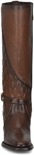 Vista 3 de Cuadra Botas altas para mujer en piel de pitón auténtica, color marrón