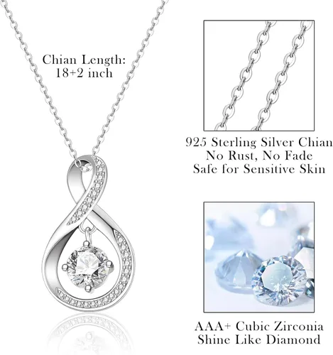 Vista 6 de EPIRORA Regalos para mamá collar con dije de nudo de amor de circonita cúbica para mamá, suegra, madre de novio, madre de la novia, madre del novio