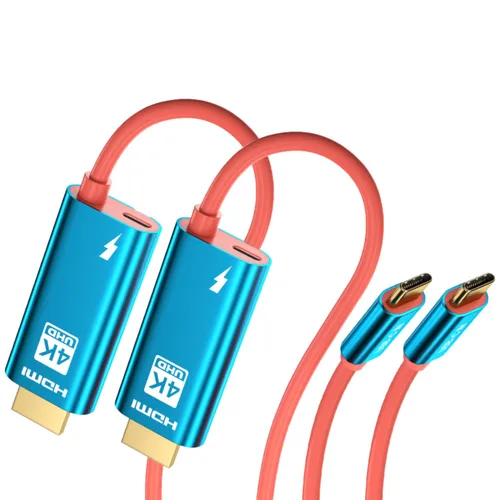 Vista 9 de QCEs Cable adaptador USB C a HDMI para iPhone 17 16 15 a TV/proyector, cable tipo C a HDMI de 6.6 pies con puerto de carga 4K30Hz para iPhone a
