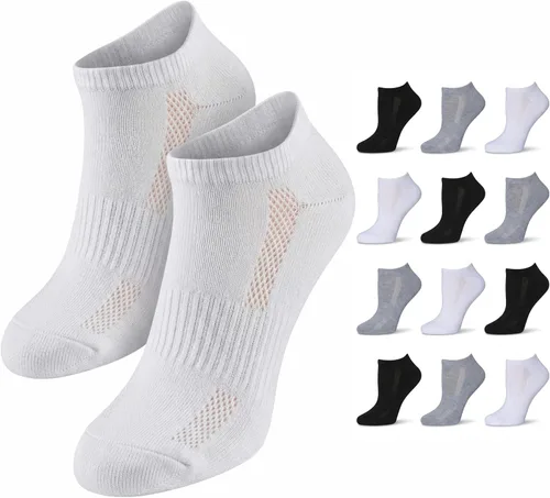 Vista 9 de Tipi Toe Calcetines invisibles de corte bajo para mujer, paquete de 12 unidades, acolchados, atléticos, para correr, soporte de arco que absorbe